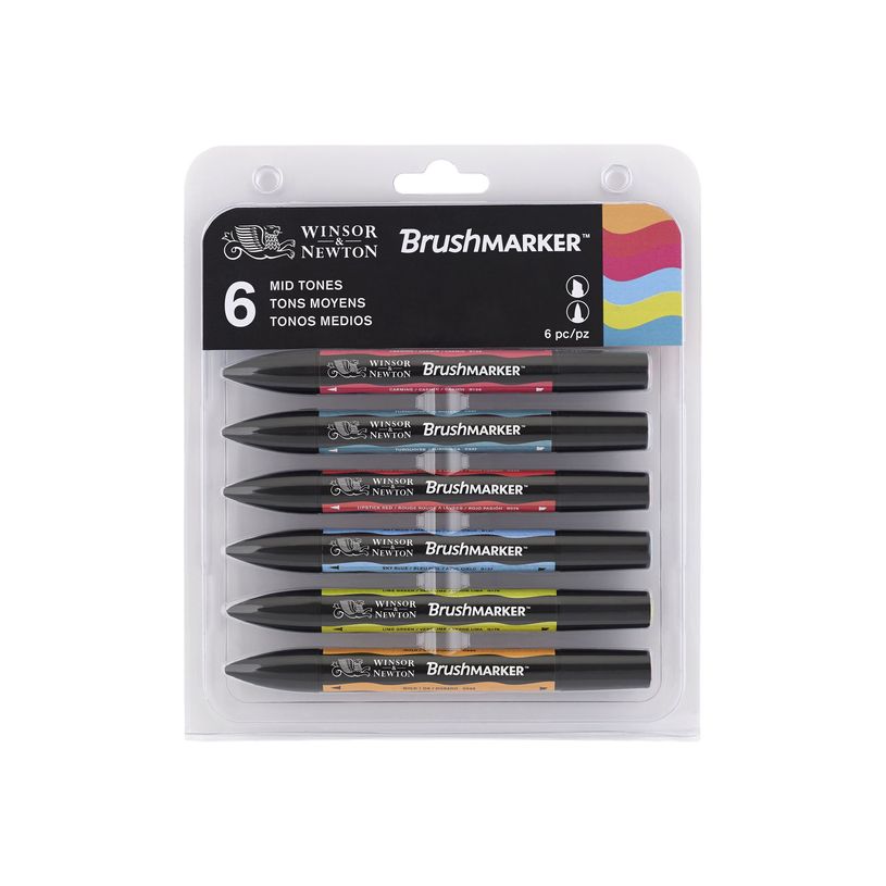 884955070499-Promarker Brush - Pack de 6 stylos pinceaux et marqueurs - mid-ton-P_79432721_1-3