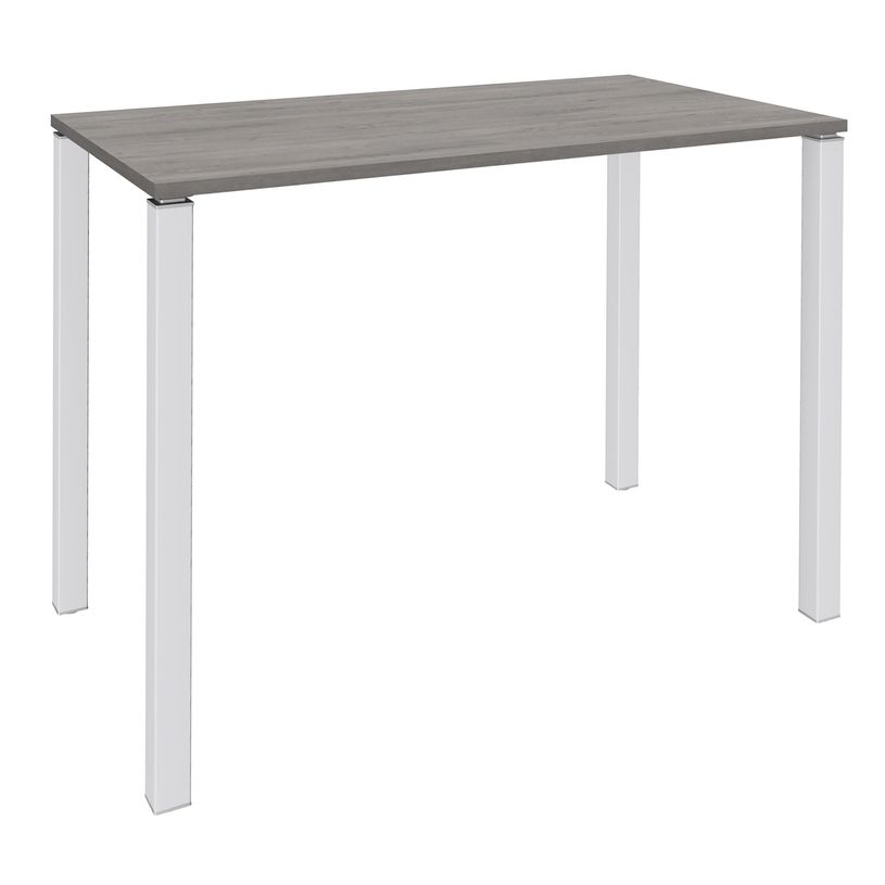 3253310158467-Table Lounge - L120xH105xP60 cm - 4 Pieds blancs - plateau imitation chêne gris-P_79432735_1-0