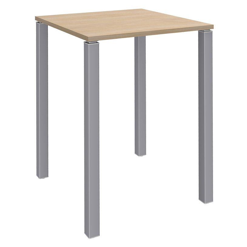 3253310158658-Table Lounge - L80xH105xP80 cm - 4 Pieds alu - plateau imitation chêne clair-P_79432753_1-0