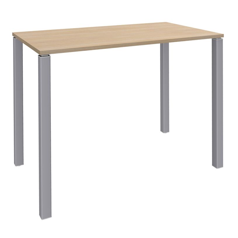 3253310158702-Table Lounge - L120xH105xP80 cm - 4 Pieds alu - plateau imitation chêne clair-P_79432757_1-0
