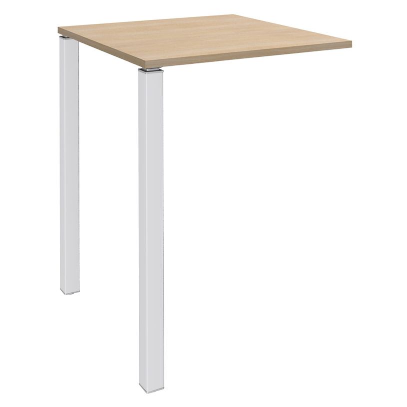 3253310158795-Table Lounge - L80xH105xP80 cm - 2 Pieds blanc - plateau imitation chêne clair-P_79432766_1-0