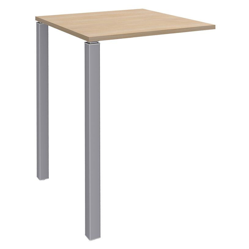 3253310158801-Table Lounge - L80xH105xP80 cm - 2 Pieds alu - plateau imitation chêne clair-P_79432767_1-0