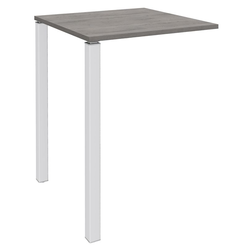 3253310158818-Table Lounge - L80xH105xP80 cm - 2 Pieds blanc - plateau imitation chêne gris-P_79432768_1-0