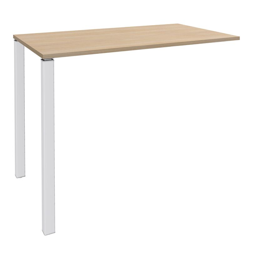 3253310158900-Table Lounge 2 Pieds - L140xH105xP80 cm - Pieds blanc - plateau imitation chêne clair-P_79432777_1-0