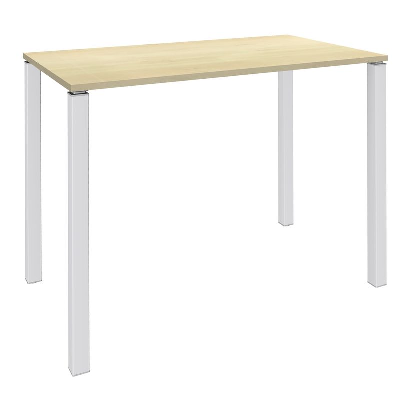 3253310166004-Table Lounge - L140xH105xP60 cm - 4 Pieds blancs - plateau imitation érable-P_79432794_1-0