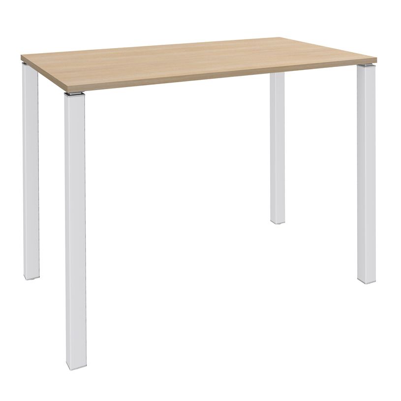 3253310166059-Table Lounge - L140xH105xP60 cm - 4 Pieds blancs - plateau imitation chêne clair-P_79432799_1-0