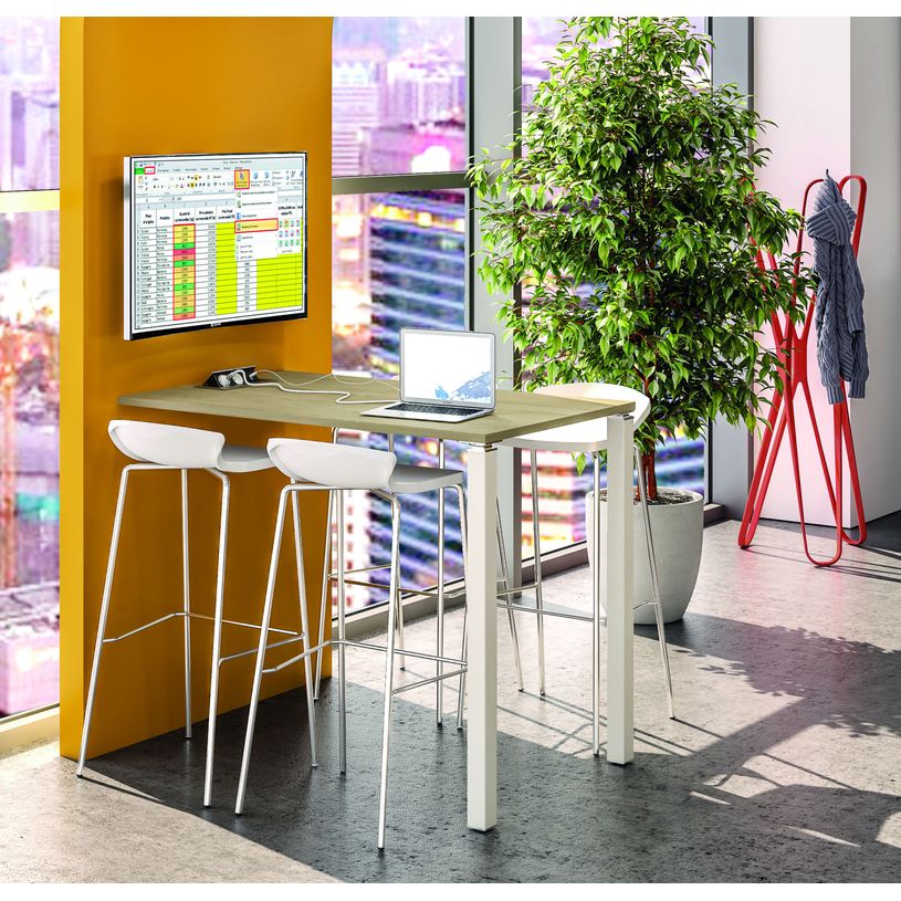 3253310166240-Table Lounge - L140xH105xP60 cm - 2 Pieds alu - plateau blanc perle-P_79432818_2-1