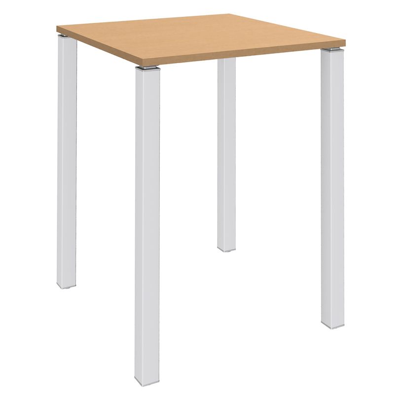 3253310166288-Table Lounge - L80xH105xP80 cm - 4 Pieds blanc - plateau imitation hêtre-P_79432822_1-0