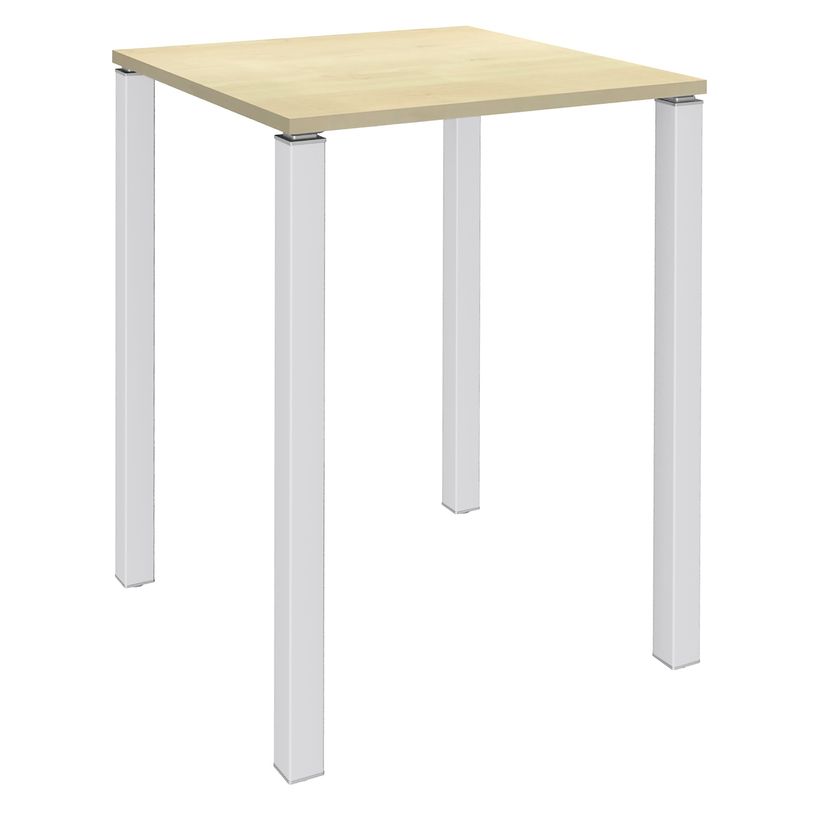 3253310166318-Table Lounge - L80xH105xP80 cm - 4 Pieds blanc - plateau imitation érable-P_79432825_1-0