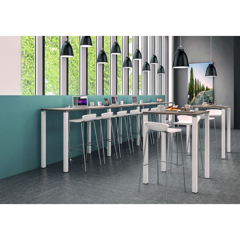 3253310166356-Table Lounge - L80xH105xP80 cm - 4 Pieds carbone - plateau blanc perle-P_79432829_2-1