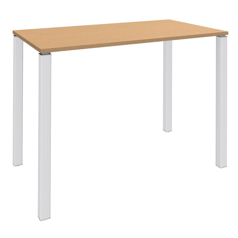 3253310166486-Table Lounge 4 pieds - L140xH105xP80 cm - Pied blanc - plateau imitation hêtre-P_79432842_1-0