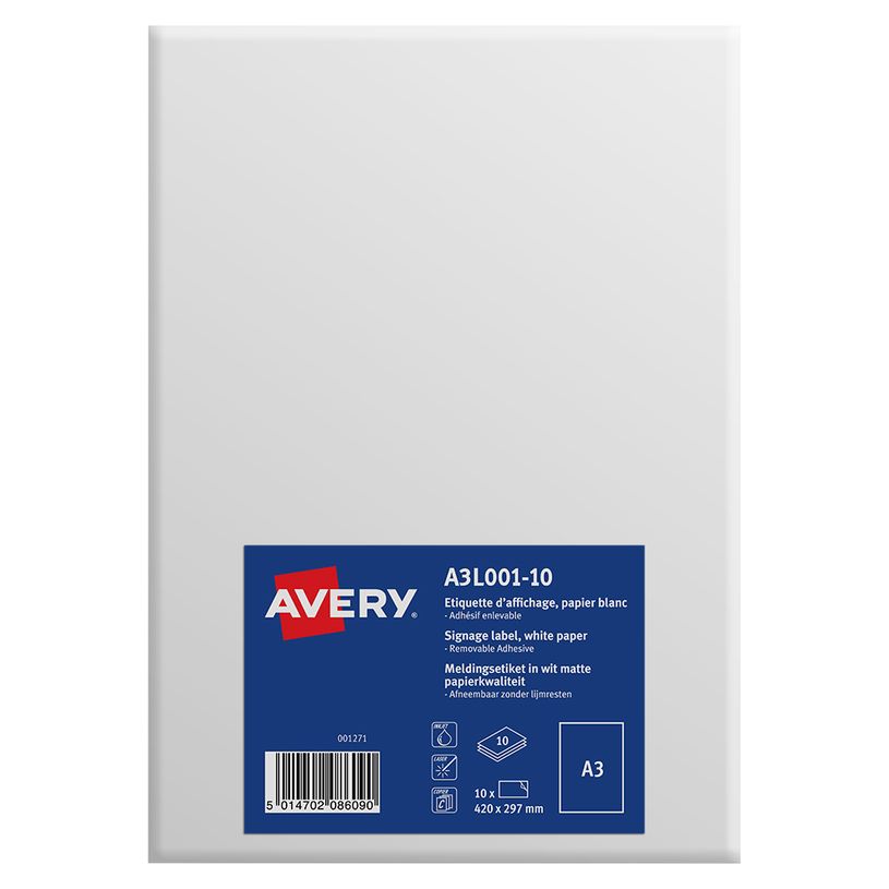 5014702086090-Avery - 10 Étiquettes amovibles blanc mat - A3 - réf A3L001-10-P_79432932_1-0