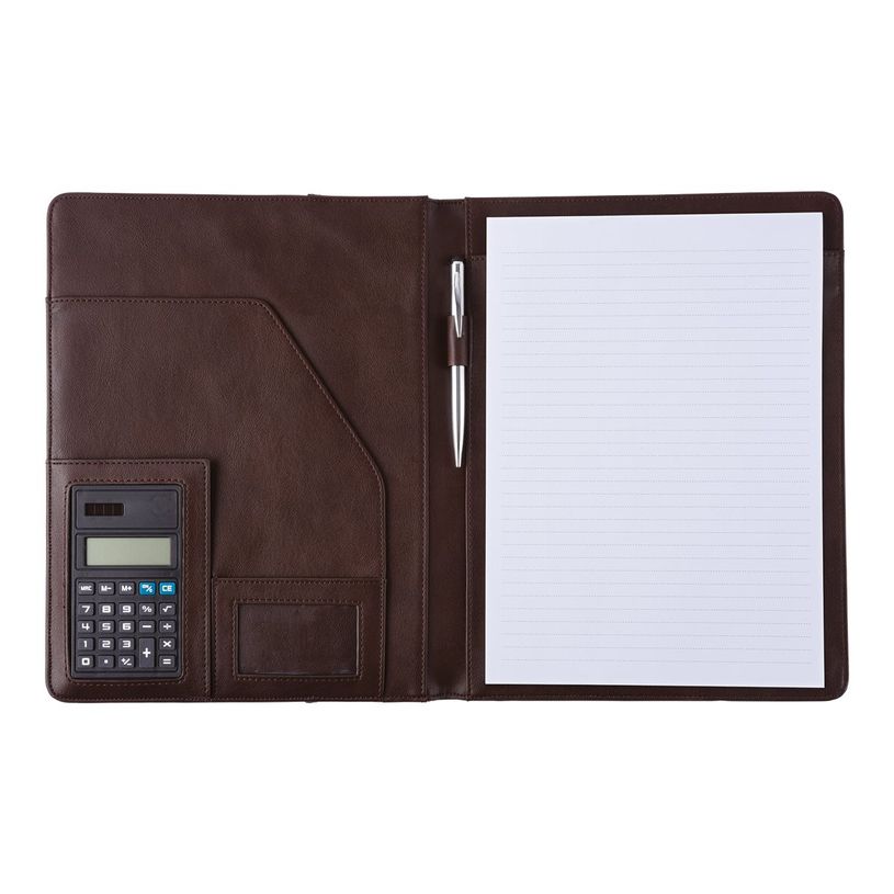 3108724250439-Oberthur Oregon - Conférencier A4 avec calculatrice - marron-P_79433006_1-1