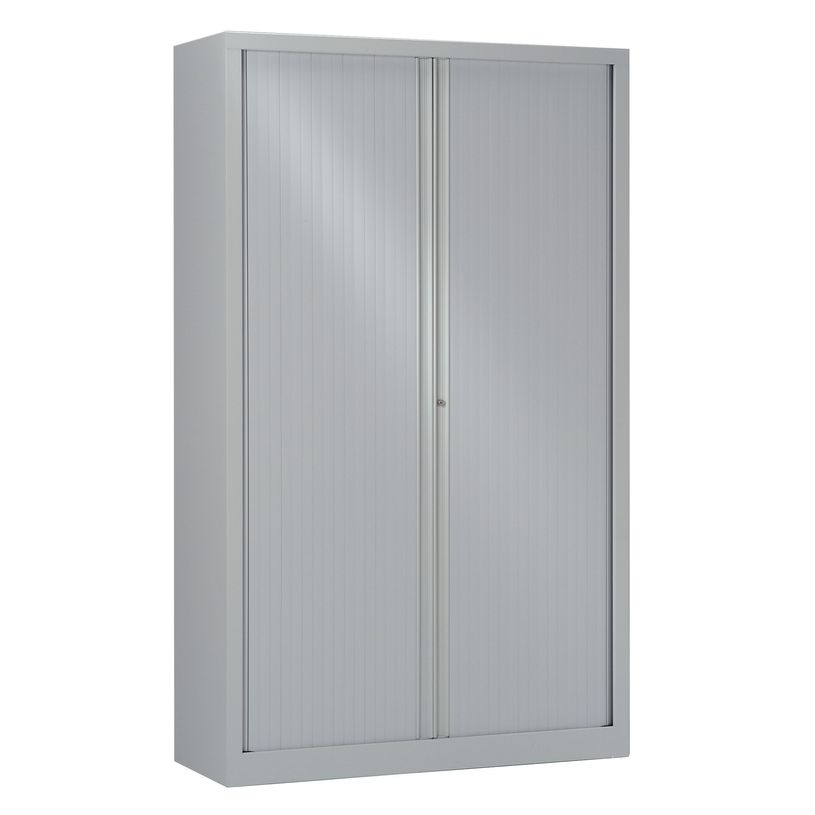 3219096910040-Armoire haute monobloc à rideaux ETIC - 198 x 120 cm - corps et rideaux gris-P_79433025_1-0