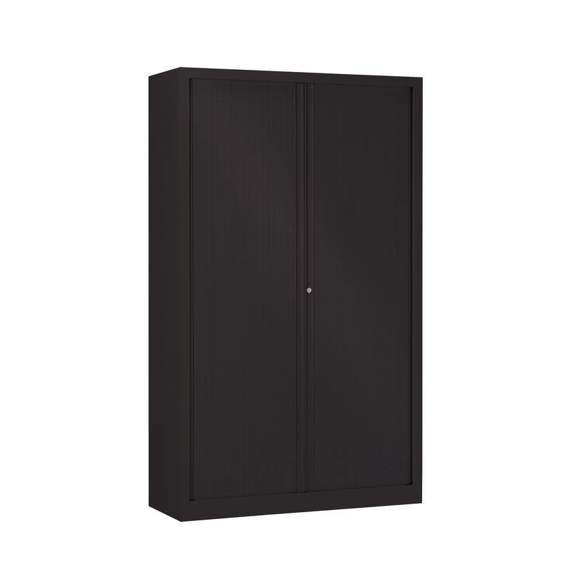 3219096910057-Armoire haute monobloc à rideaux ETIC - 198 x 120 cm - corps et rideaux noir-P_79433026_1-0