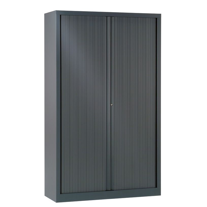 3219096910064-Armoire haute monobloc à rideaux ETIC - 198 x 120 cm - corps et rideaux anthracite-P_79433027_1-0