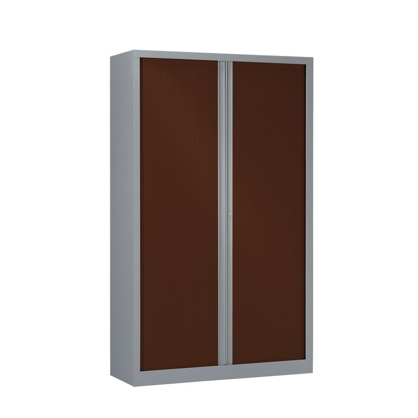 3219096910439-Armoire haute monobloc à rideaux ETIC - 198 x 120 cm - aluminium/imitation wengé-P_79433032_1-0