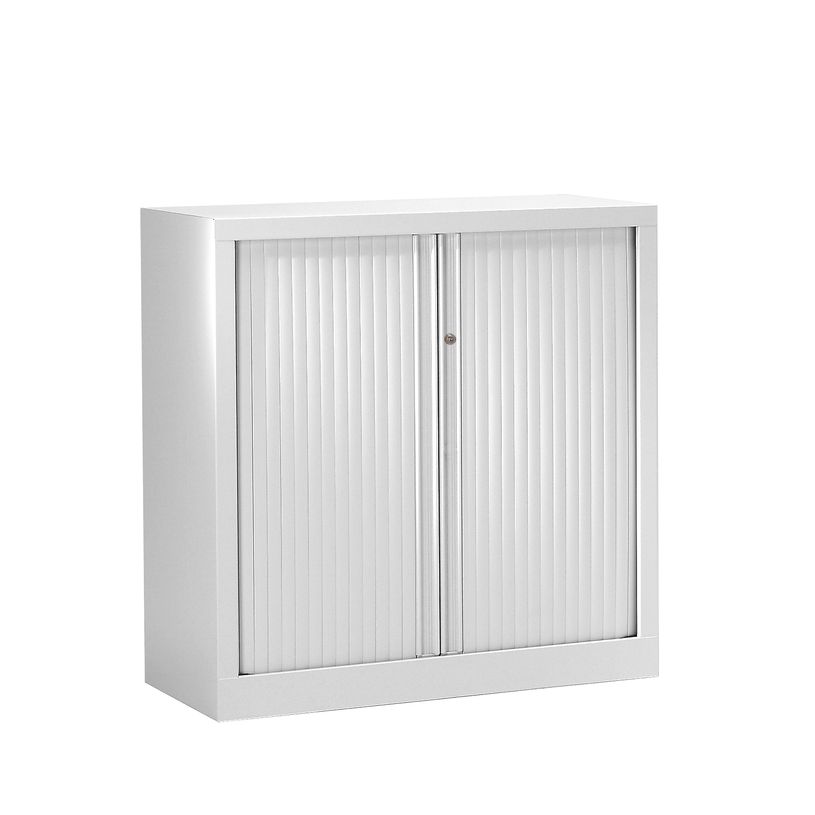 3219096914000-Armoire mi-haute monobloc à rideaux ETIC - 100 x 120 cm - blanc-P_79433033_1-0