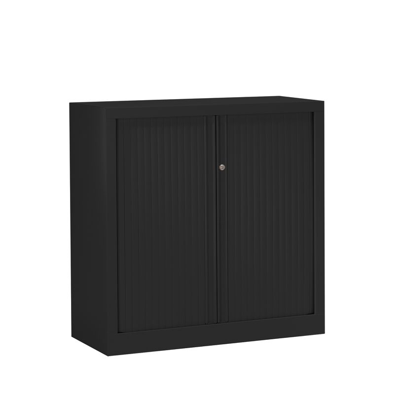 3219096914055-Armoire mi-haute monobloc à rideaux ETIC - 100 x 120 cm - noir-P_79433035_1-0