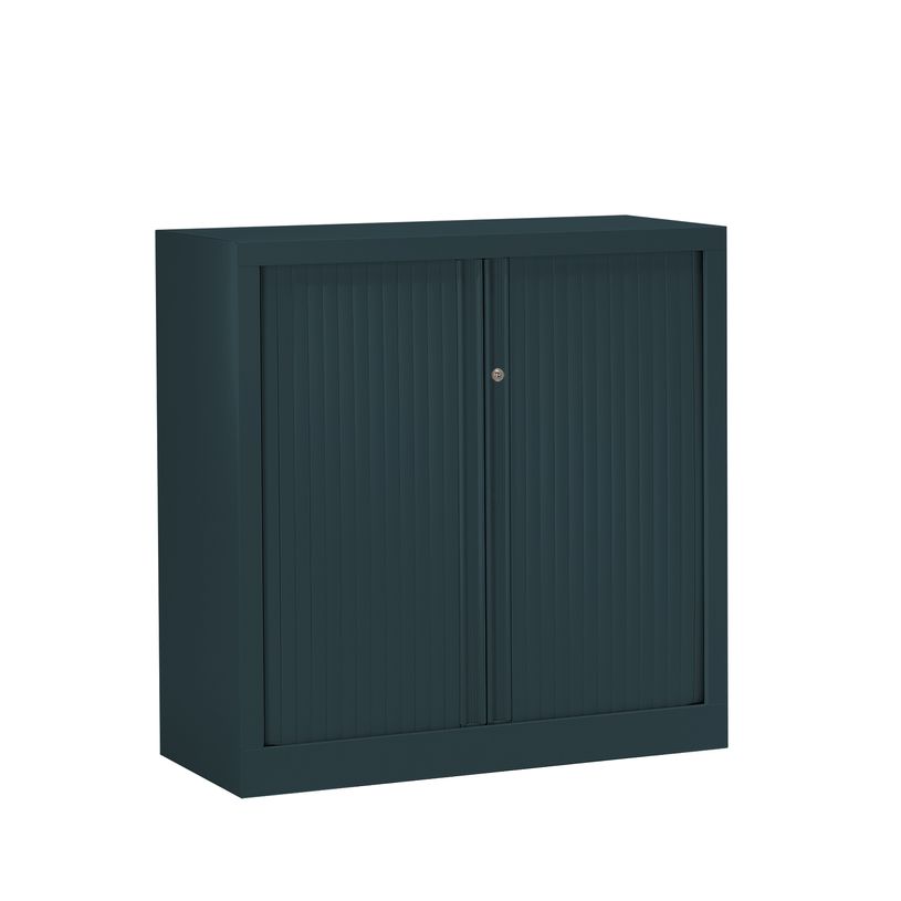 3219096914062-Armoire mi-haute monobloc à rideaux ETIC - 100 x 120 cm - anthracite-P_79433036_1-0