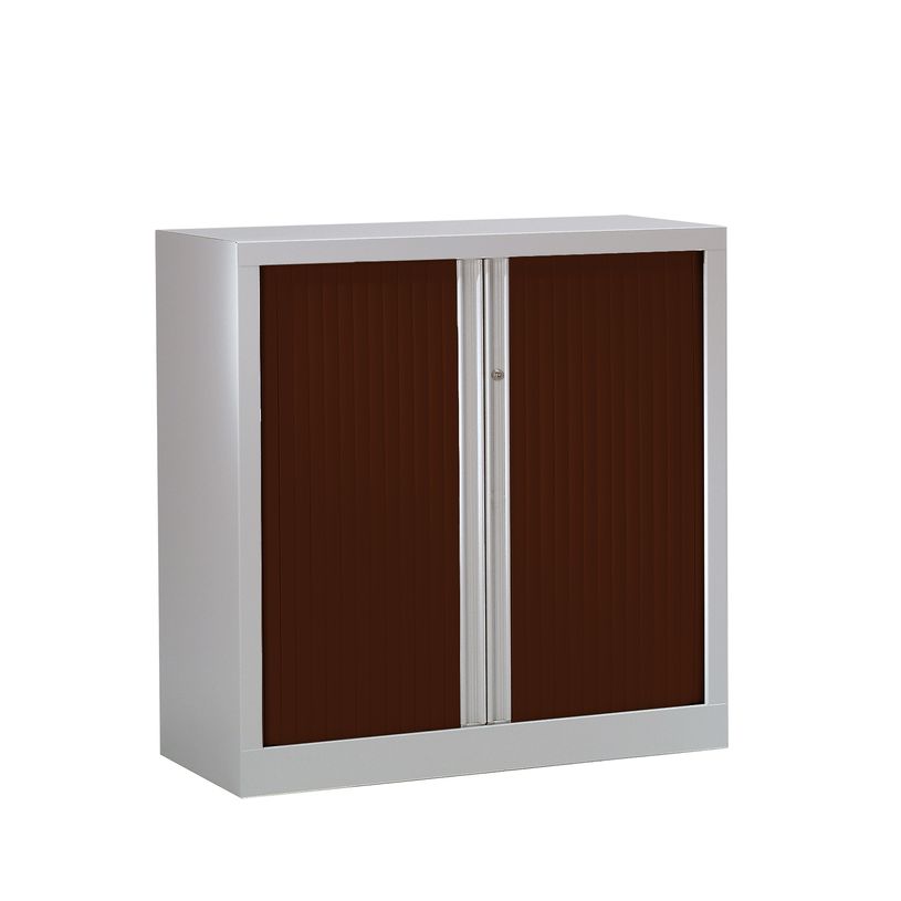 3219096914437-Armoire basse monobloc à rideaux ETIC - 100 x 120 cm - aluminium/imitation wengé-P_79433041_1-0
