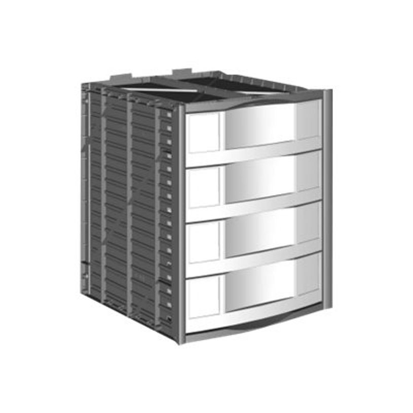 3219099811603-Module 4 tiroirs pour armoire à rideaux - hauteur 100 mm - gris-P_79433048_1-0