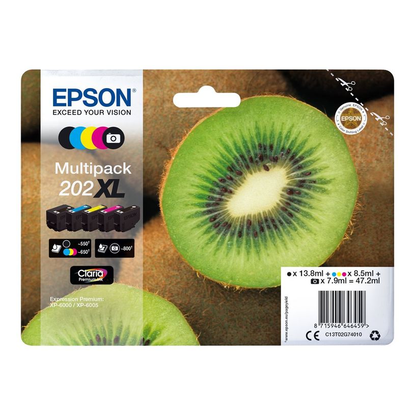 8715946646459-Epson 202XL Kiwi - pack de 5 - noir, noir photo, cyan, magenta, jaune - cartouche d'encre o-P_79433081_4-4