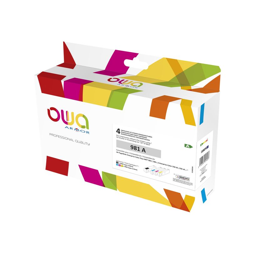 3112539727437-Cartouche compatible HP 981A - pack de 4 - noir, cyan, magenta, jaune - Owa-P_79433216_1-0