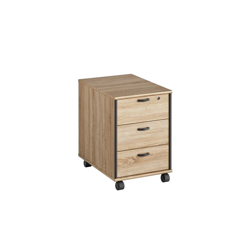 3483600874351-Caisson mobile MAMBO - Profondeur 60 cm - 3 tiroirs - Chêne Sonoma/noir-P_79433384_1-0