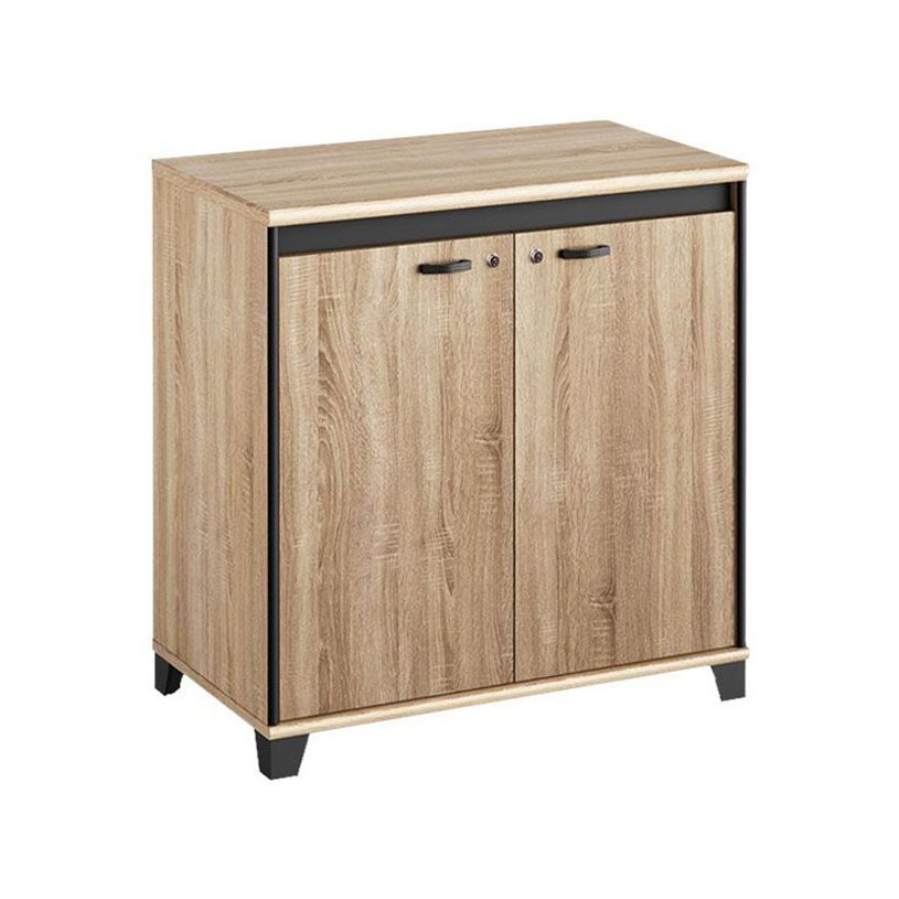 3483600874337-Armoire mi-haute MAMBO - L80 x H82 x P46 - 2 portes - Chêne Sonoma/noir-P_79433387_1-0