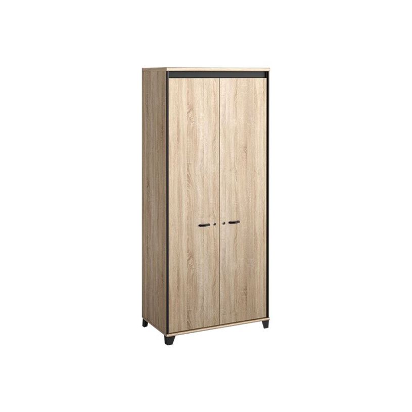 3483600874399-Armoire haute MAMBO - L80 x H187 x P46 - 2 portes - Chêne Sonoma/noir-P_79433391_1-0