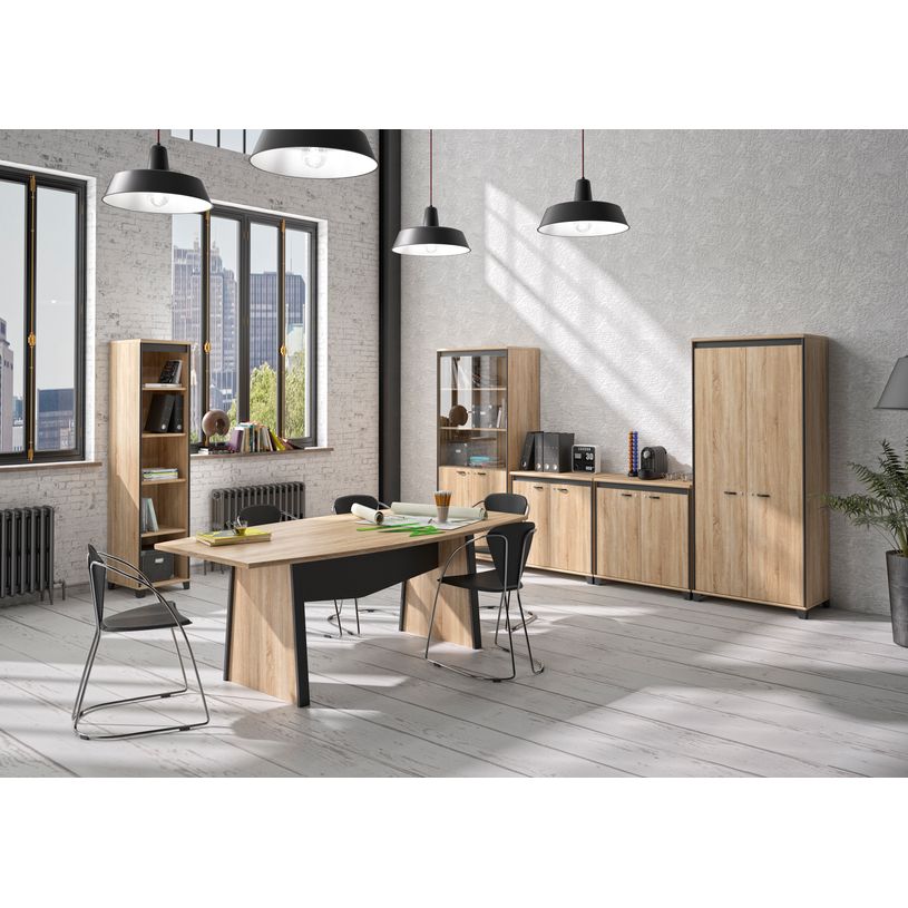 3483600874399-Armoire haute MAMBO - L80 x H187 x P46 - 2 portes - Chêne Sonoma/noir-P_79433391_2-1