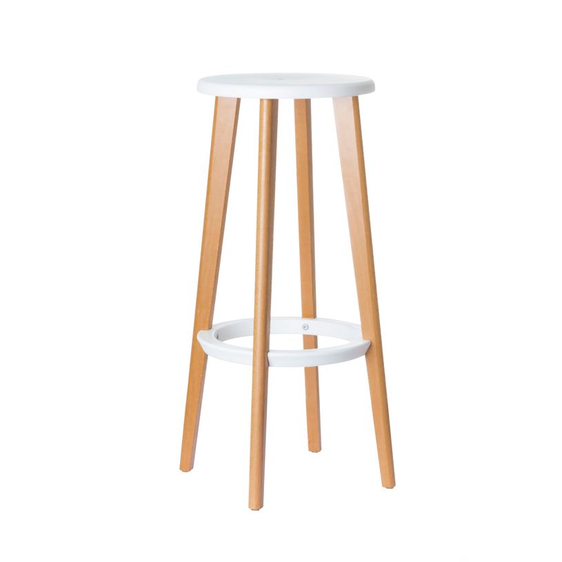 3660141230321-2 Tabourets hauts WOODY - pied hêtre - assise blanche-P_79433406_1-0