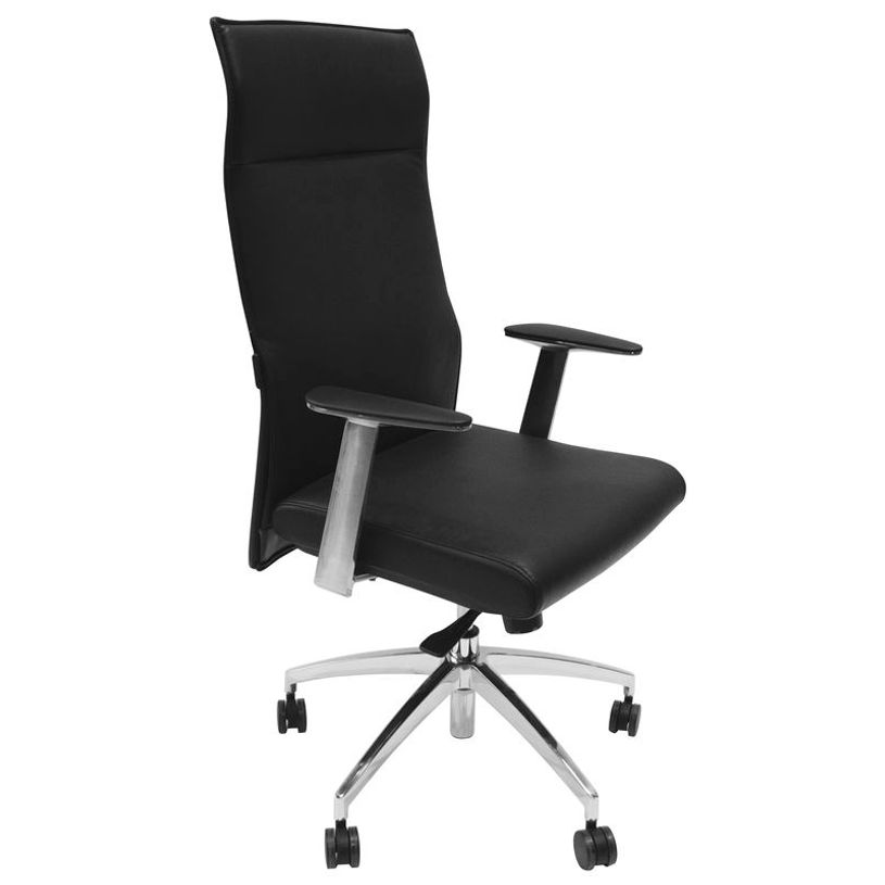 3700339877812-Fauteuil de bureau WILSON - accoudoirs fixes - appui-tête intégré - cuir noir-P_79433444_5-4