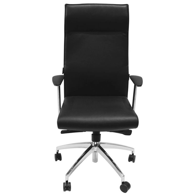 3700339877812-Fauteuil de bureau WILSON - accoudoirs fixes - appui-tête intégré - cuir noir-P_79433444_7-6