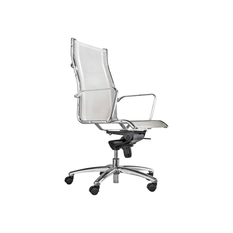 3700339883073-Fauteuil de bureau design - ENEO - Accoudoirs fixes en aluminium chromé - Blanc -P_79433448_1-0