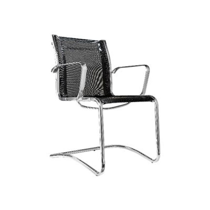 3700339883127-Chaise de bureau design MARCO - Noir - Revêtement résille - Accoudoirs en aluminium chrom-P_79433453_1-0