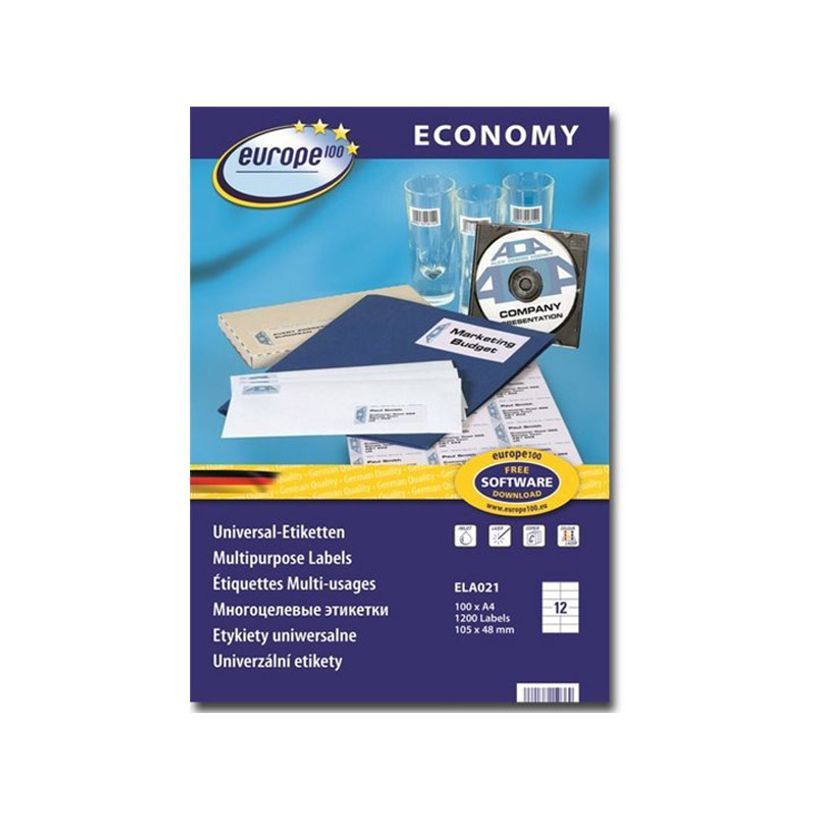 5014702133558-Europe100 - 1200 Étiquettes multi-usages blanches - 105 x 48 mm - réf ELA021.FR-P_79433518_1-0