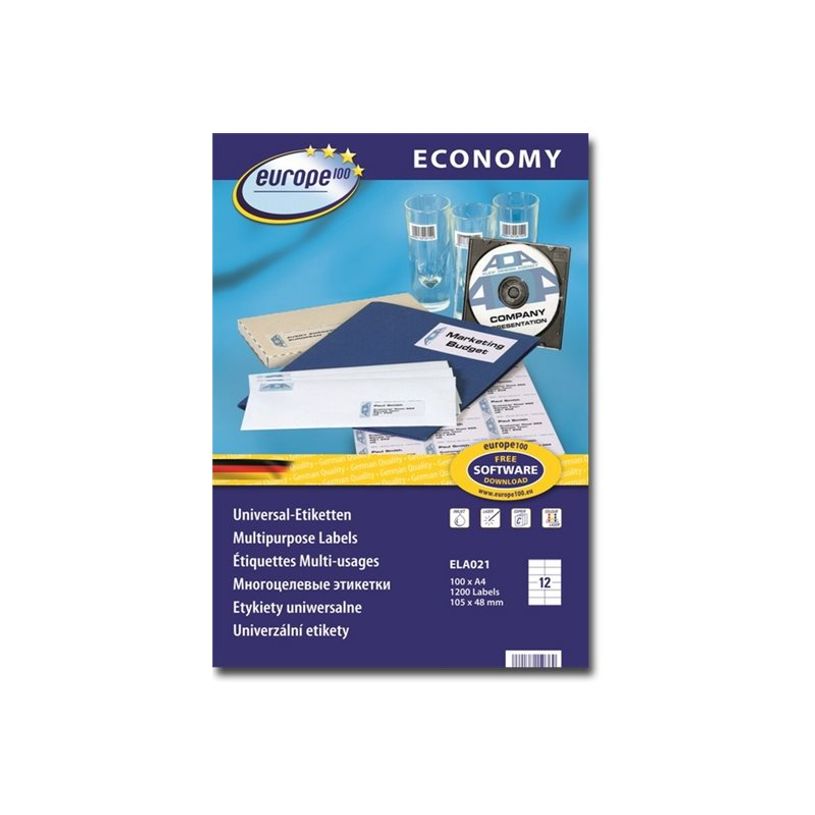 5014702133558-Europe100 - 1200 Étiquettes multi-usages blanches - 105 x 48 mm - réf ELA021.FR-P_79433518_2-1