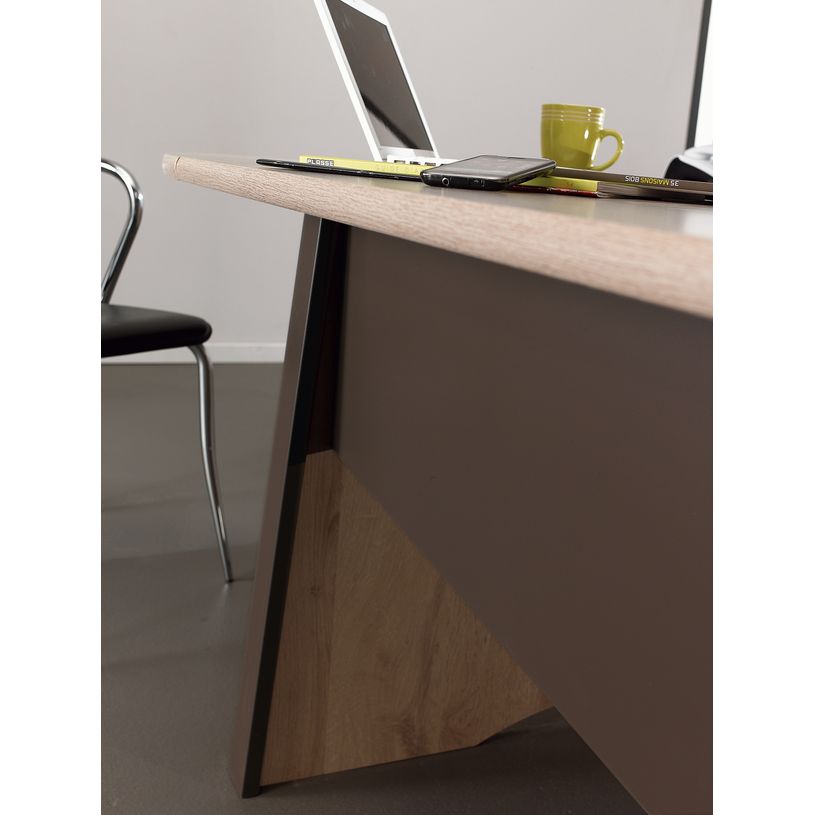 3483600874269-Bureau MAMBO - 120 cm - Pieds panneaux - Chêne/chocolat-P_79433642_2-1