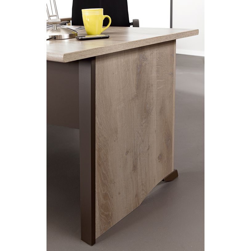 3483600874269-Bureau MAMBO - 120 cm - Pieds panneaux - Chêne/chocolat-P_79433642_3-2