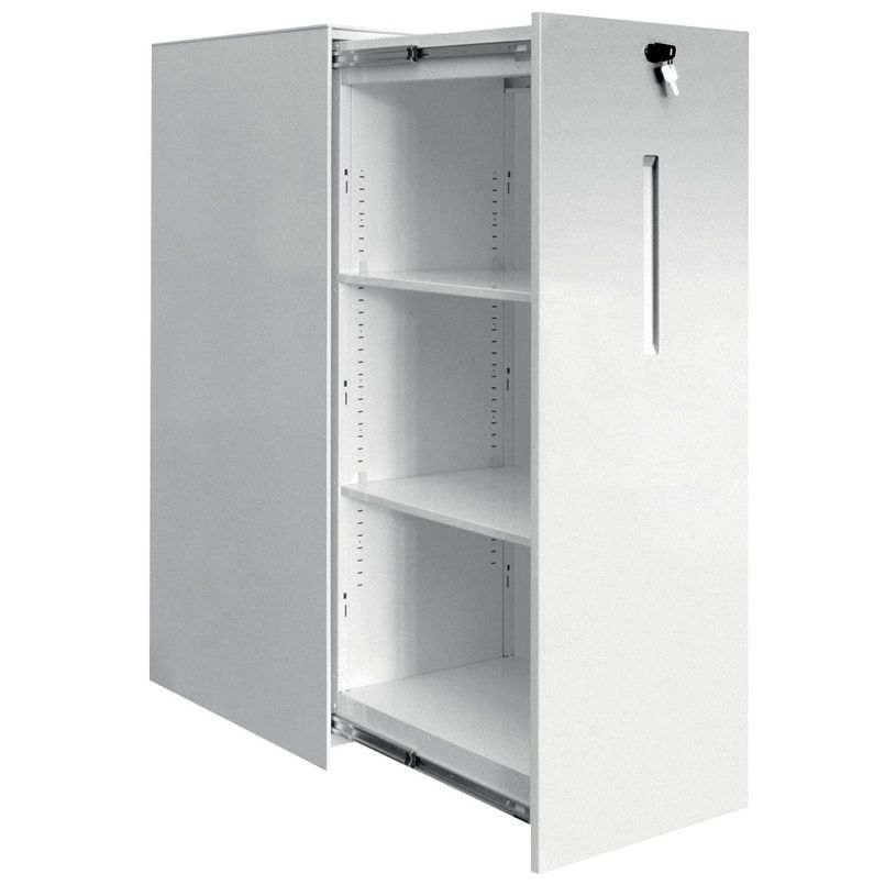 3700339879854-Caisson TOWER METALLIQUE - L42x H124 x P80 cm - 2 tablettes + 1 support DS - blanc-P_79433786_1-0