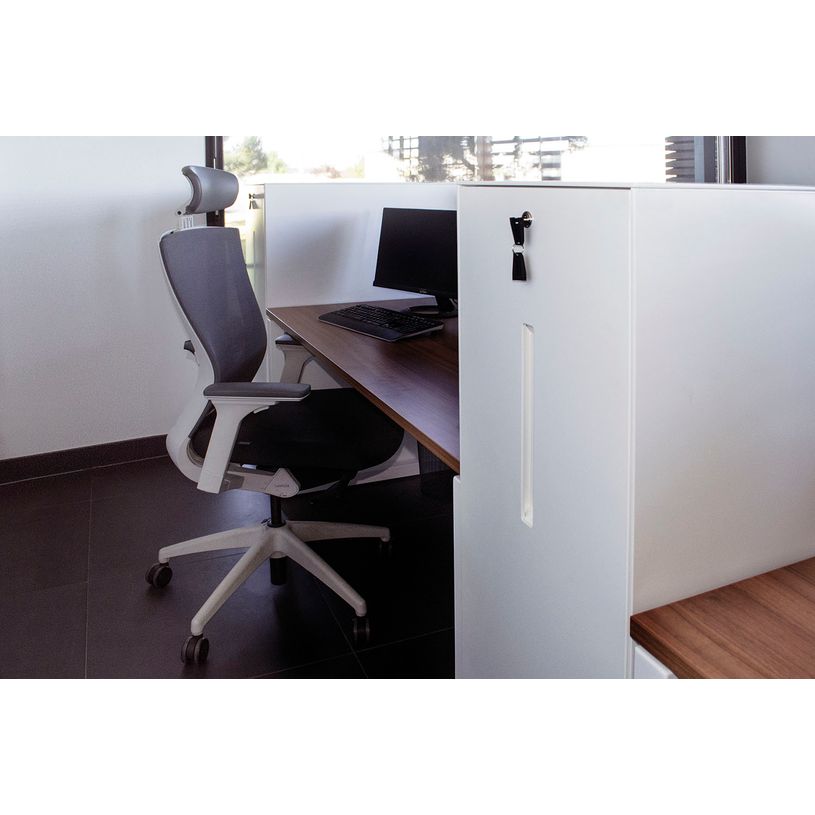 3700339879854-Caisson TOWER METALLIQUE - L42x H124 x P80 cm - 2 tablettes + 1 support DS - blanc-P_79433786_2-1