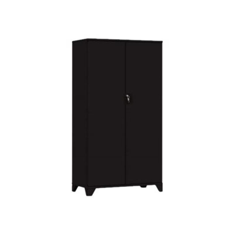 3219099259801-Armoire démontable à portes battantes avec pieds - 168x80 cm - noir vernis-P_79433884_1-0