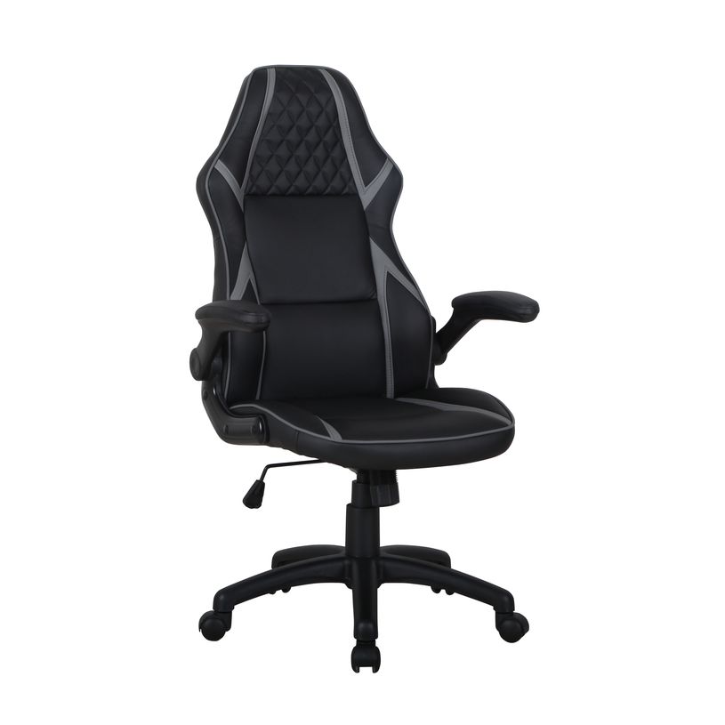 3700339883349-Fauteuil gamer RACER SPEED - accoudoirs rabattables - noir et gris-P_79433902_2-1