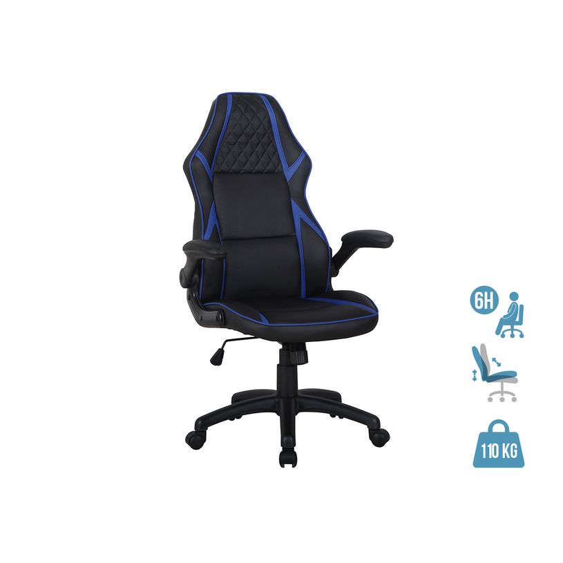 3700339883363-Fauteuil gamer RACER SPEED - accoudoirs rabattables - noir et bleu-P_79433904_1-0