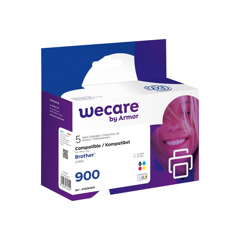 3112539746421-Cartouche compatible Brother LC900 - pack de 5 - noir x2, cyan, magenta, jaune - Wecare-P_79434186_1-0