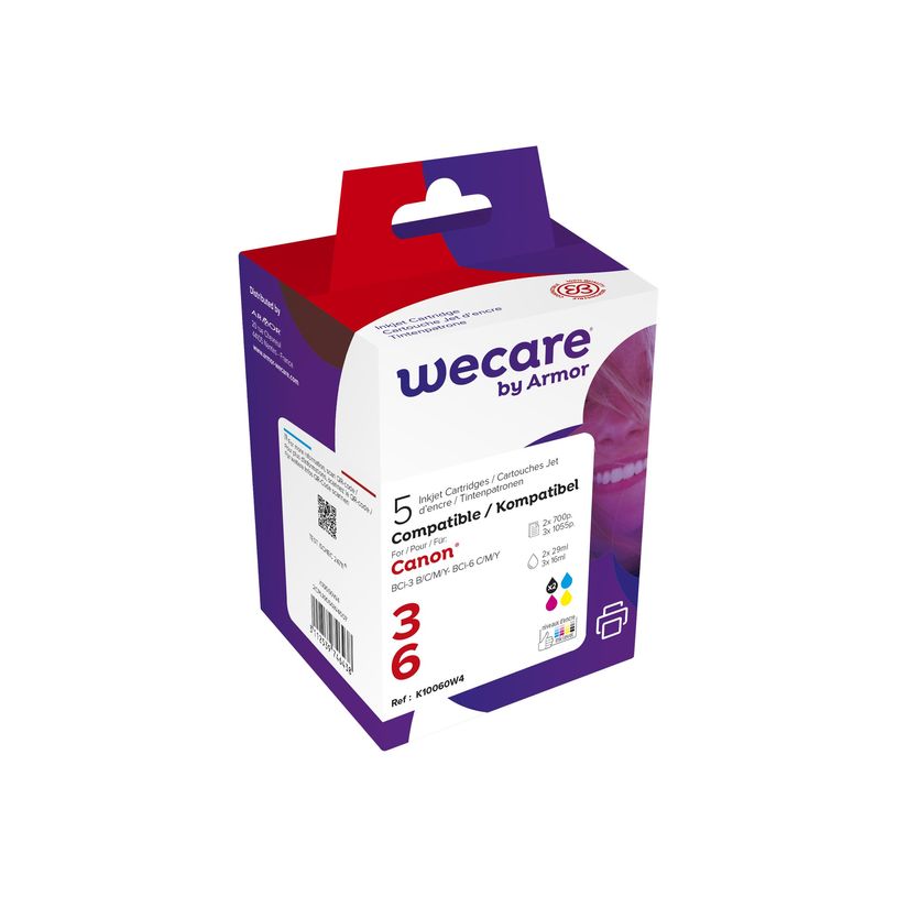 3112539746438-Cartouche compatible Canon BCI-3E/BCI-6 - pack de 5 - noir x2, cyan, magenta, jaune - Wecar-P_79434187_2-1