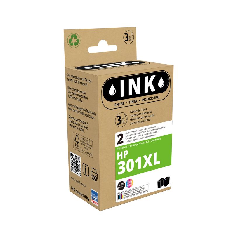 8720282008878-Cartouche compatible HP 301XL - pack de 2 - noir, cyan, magenta, jaune - ink-P_79434460_1-0