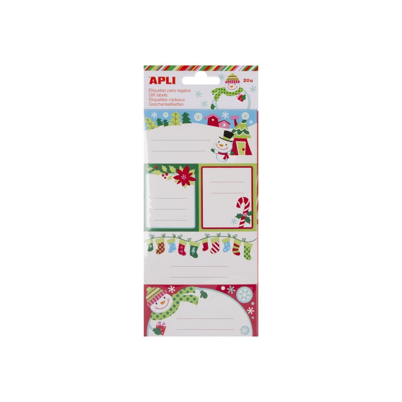 8410782172147-Apli Agipa - 20 Étiquettes cadeau - Noël homme des neiges-P_79434741_1-0